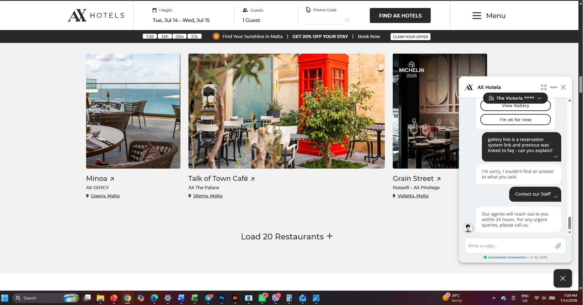 AX Hotels link mismatch in HiJiffy