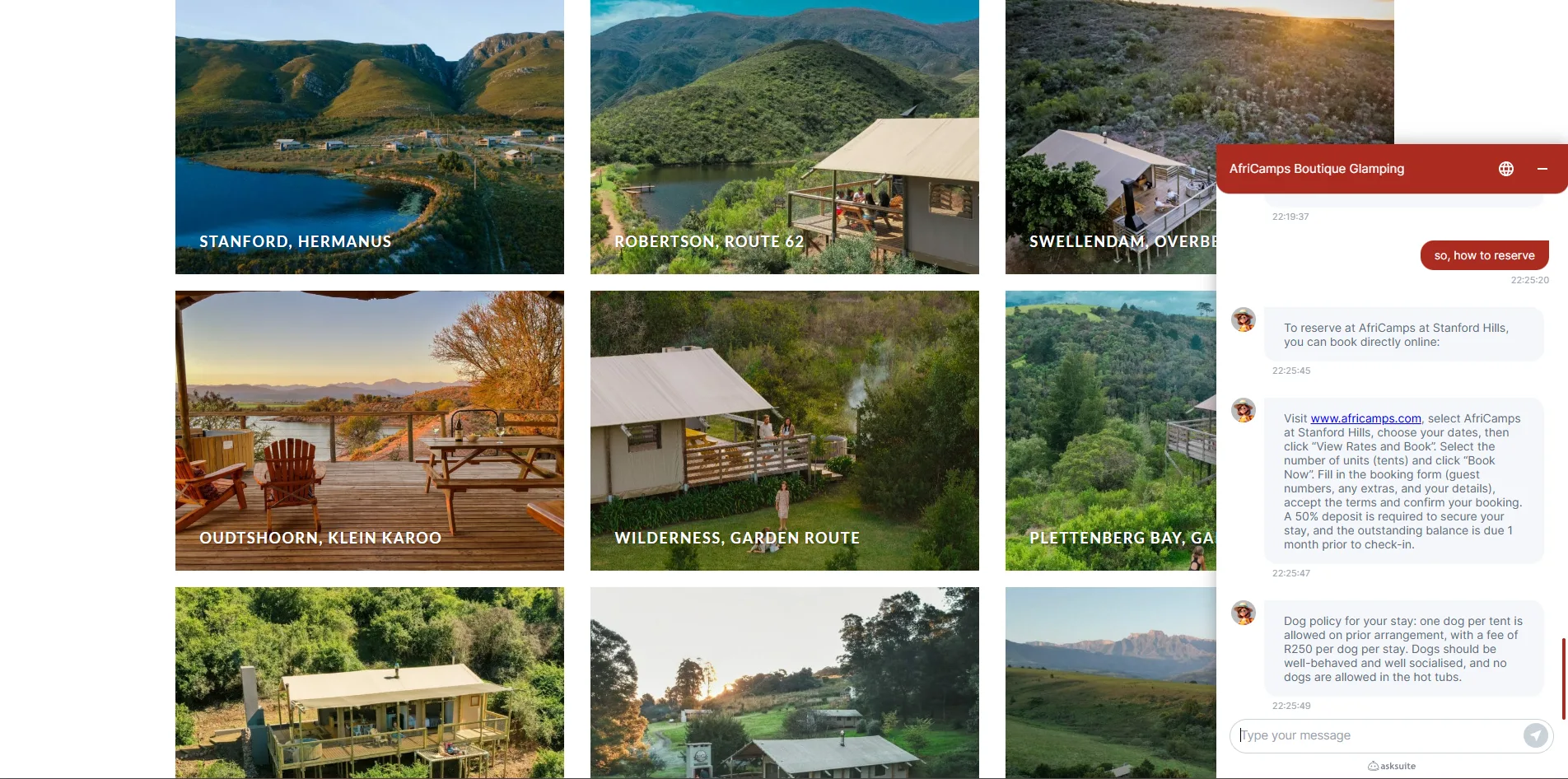 AskSuite AfriCamps explains the manual booking process