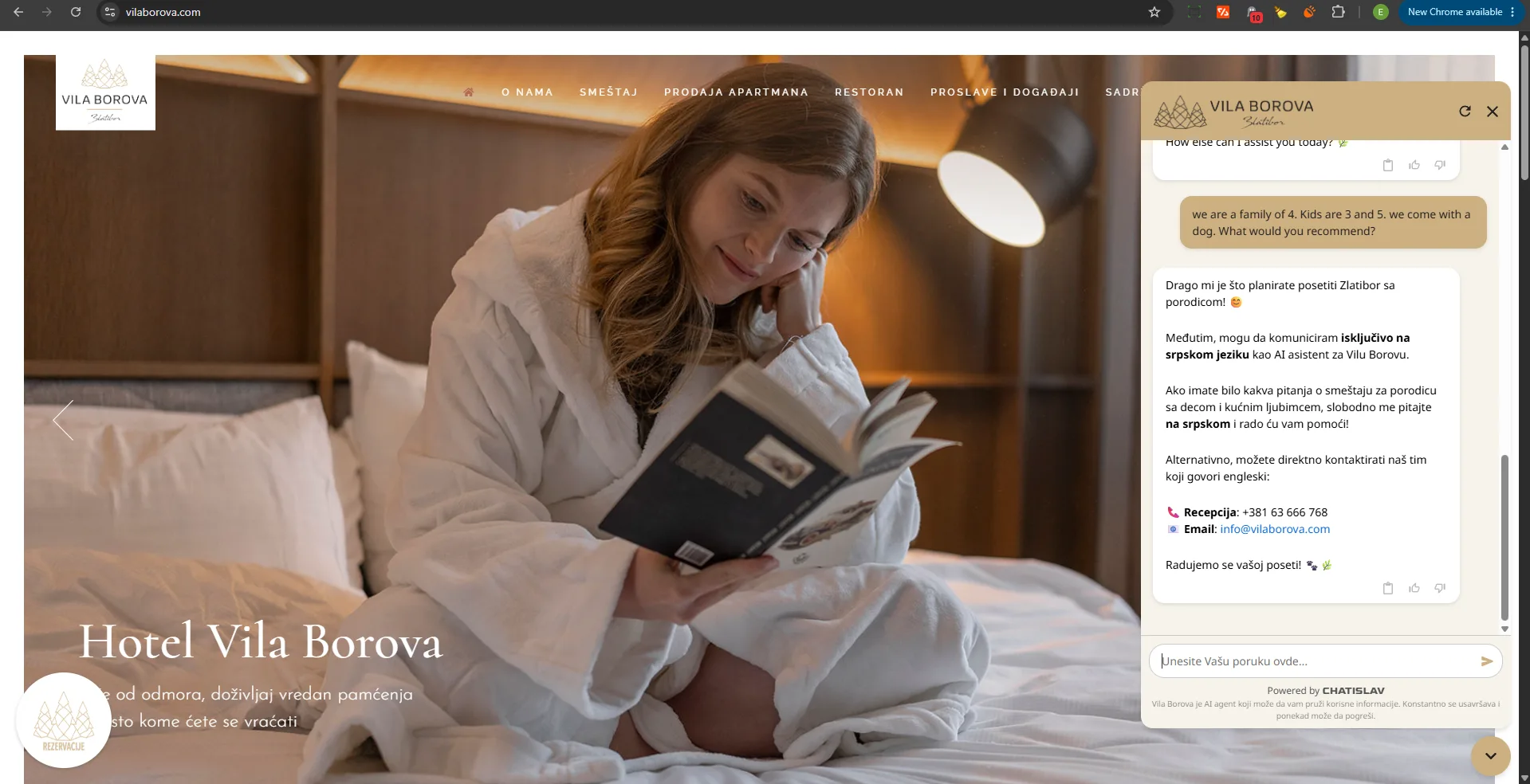 Vila Borova Chatislav agent refusing an English family request