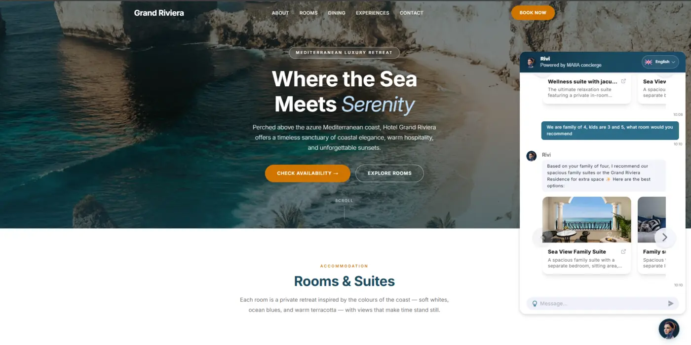 MAIIA WSA recommends rooms for a family of four