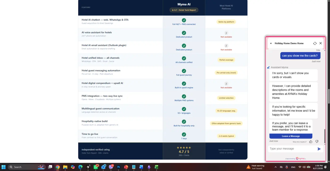 Myma vendor demo refusing to show cards